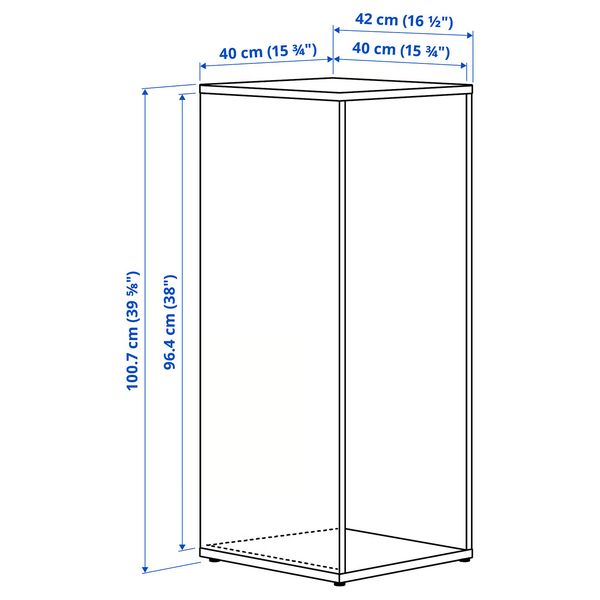 LASTARE Каркас - белый 40x42x100 см - схема-чертеж с размерами