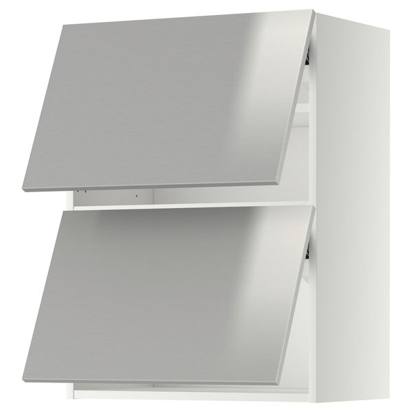 Навесной шкаф, 2 дверцы, горизонтальный МЕТОД, белый, Гревста нержавеющ сталь - схема-чертеж с размерами