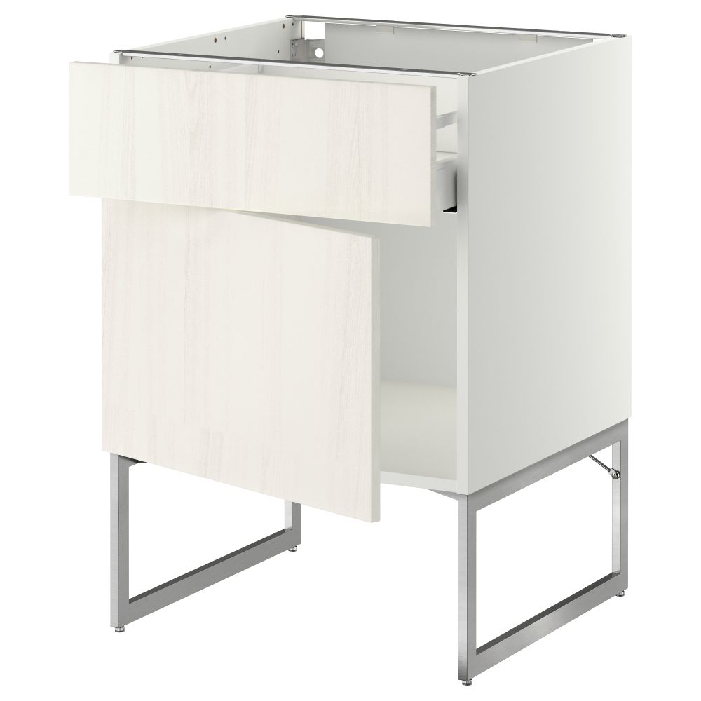 Напольный шкаф с ящиком, дверью МЕТОД / МАКСИМЕРА, белый, Росдаль белый - схема-чертеж с размерами