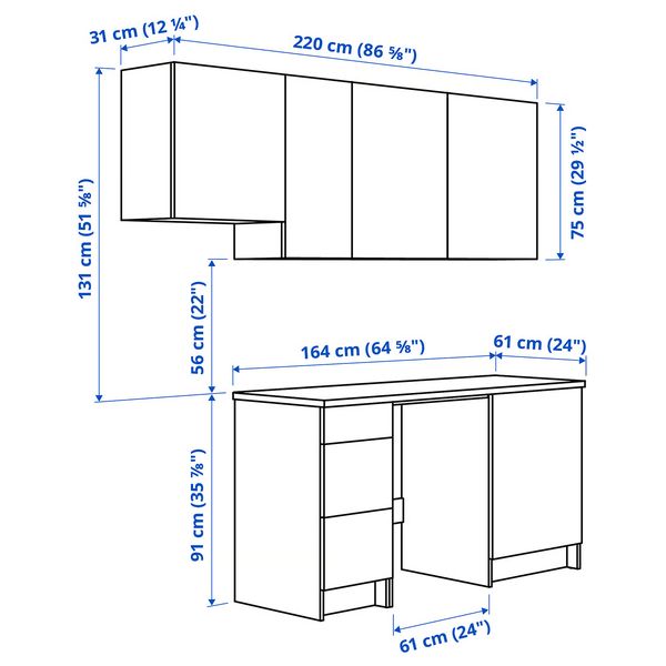 IKEA в интерьере - схема-чертеж с размерами