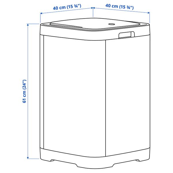 Контейнер с крышкой для/мусора, темно-серый 60 л IKEA GIGANTISK ГИГАНТИСК 804.783.85 - схема-чертеж с размерами