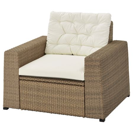 Садовое кресло, коричневый/Куддарна бежевый IKEA SOLLERÖN СОЛЛЕРОН 893.031.93