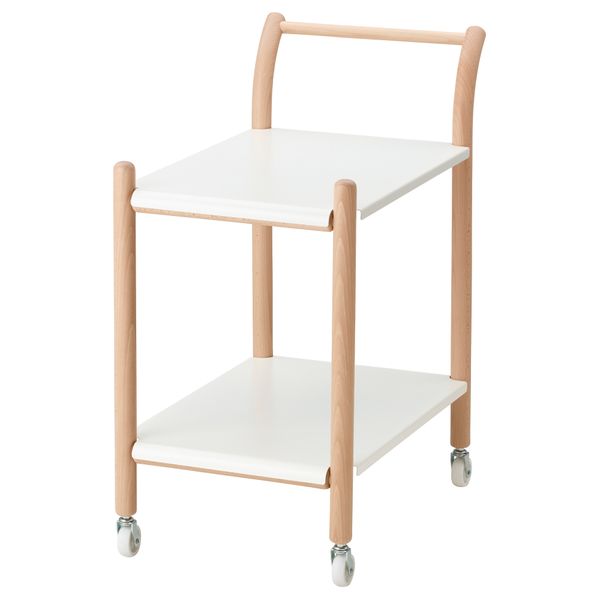 Стол приставной на колесах ИКЕА ПС 2017, бук, белый (69x40 см) - фото 1