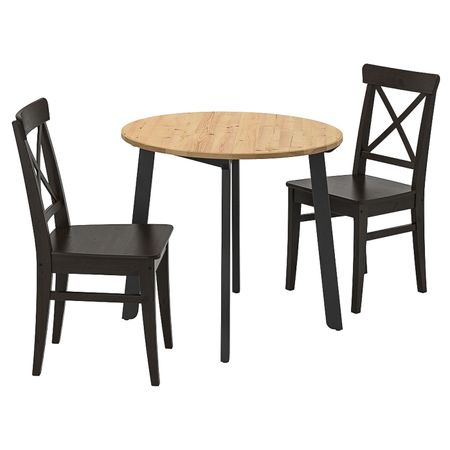 Стол и 2 стула, светлая морилка антик/коричнево-чёрный 85 см IKEA GAMLARED ГАМЛАРЕД / INGOLF ИНГОЛЬФ 194.830.60