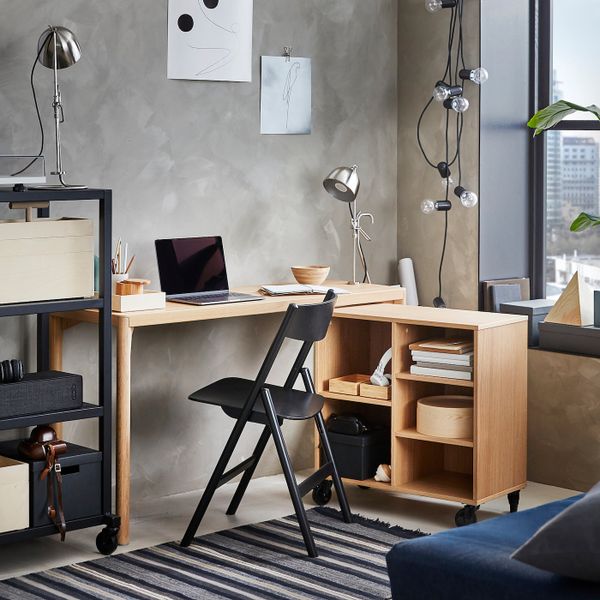 Стеллаж на колесиках, дубовый шпон 67x69 см IKEA RÅVAROR РОВАРОР 104.545.09 - фото 5