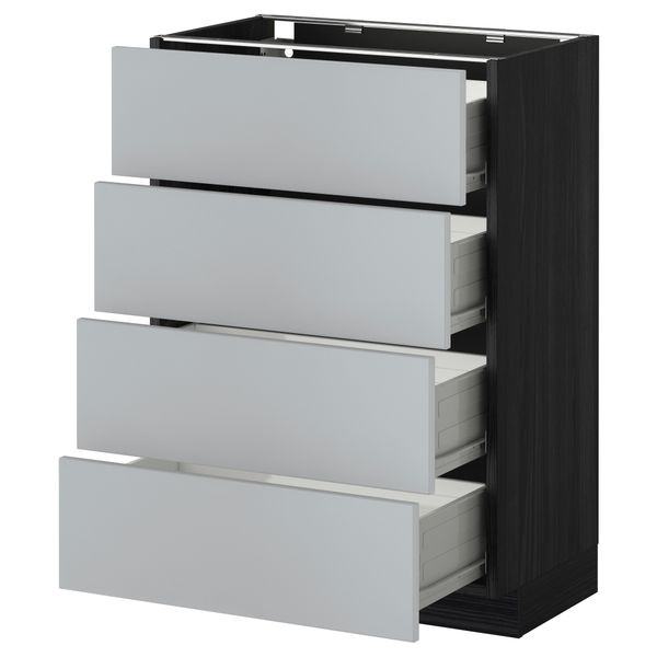 Напольный шкаф 4 фронтальных панели, 4 ящика МЕТОД / ФОРВАРА, черный, Веддинге серый - схема-чертеж с размерами