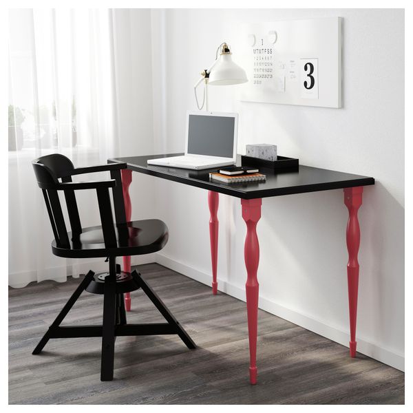 Стол КЛИМПЕН / НИПЕН, черный, красный (120x60 см) - схема-чертеж с размерами