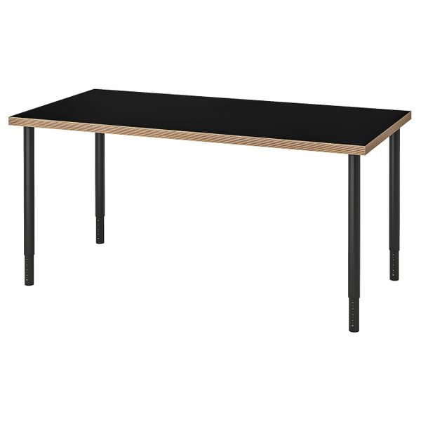 Стол, черный/фанера 150x75 см IKEA LINNMON ЛИННМОН / OLOV ОЛОВ 193.313.83 - схема-чертеж с размерами