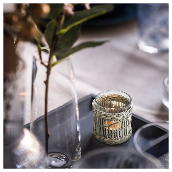 Подсвечник для греющей свечи, ручная работа осока IKEA SLIPPRIG 905.314.10 - фото 6