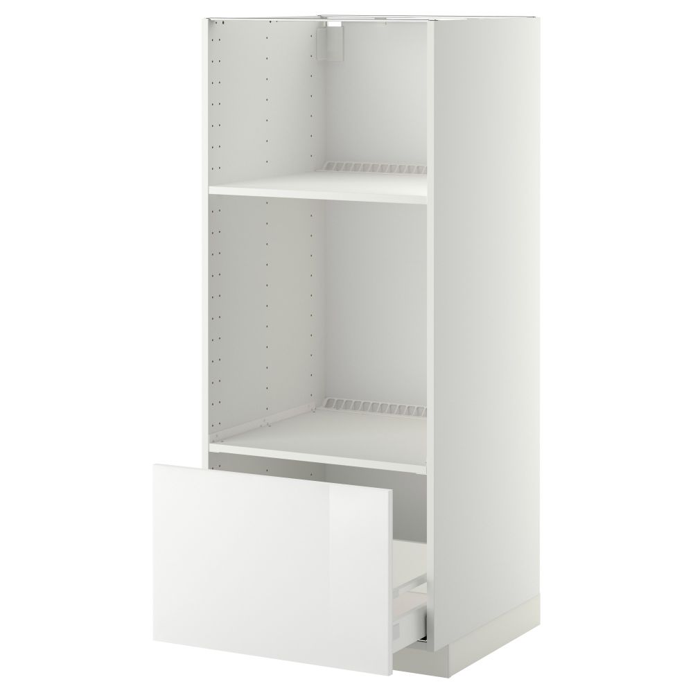 Высокий шкаф с ящиком для духовки/СВЧ МЕТОД / МАКСИМЕРА, белый, Рингульт белый (60x60x140 см) - схема-чертеж с размерами