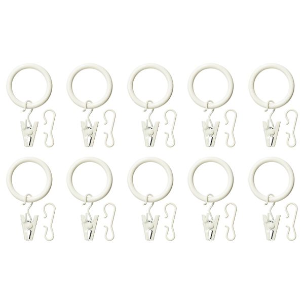 Гардин кольцо с зажимом и крючком, белый 25 мм IKEA SYRLIG СИРЛИГ 003.707.13 - схема-чертеж с размерами