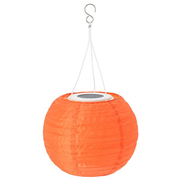 Подвесная светодиодная лампа, для сада, шаровидный оранжевый 22 см IKEA СОЛВИДЕН 404.516.65 - фото 2