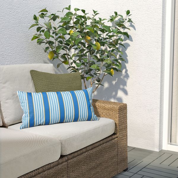 Подушка для дома/сада, синий полоска 30x58 см IKEA FUNKÖN ФУНКЁН 104.384.68 - фото 2