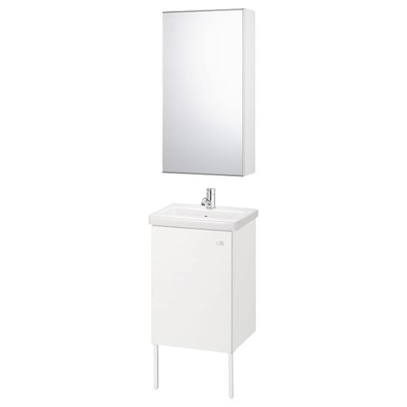 Комплект мебели для ванной,7 предм., белый/ПИЛКОН смеситель 44x43x88 см IKEA FISKÅN ФИСКОН / TVÄLLEN ТВЭЛЛЕН 494.309.04