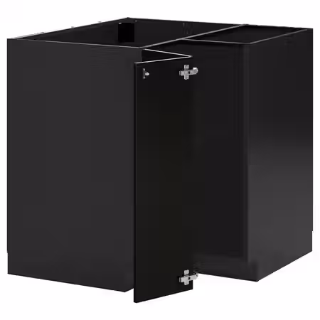 METOD Угловой напольный шкаф с полкой - черно-серый/Bodbyn чёрный 88x88 см