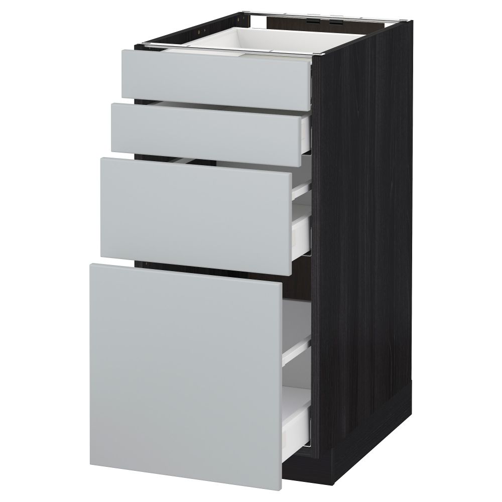 Напольный шкаф 4 фронтальных панели, 4 ящика МЕТОД / МАКСИМЕРА, черный, Веддинге серый - схема-чертеж с размерами