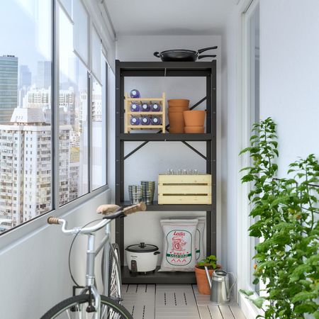 1 секция/полки, черный 85x40x190 см IKEA BROR БРУР 692.687.70