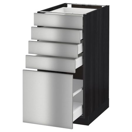 Напольный шкаф с 5 ящиками МЕТОД / МАКСИМЕРА, черный, Гревста нержавеющ сталь