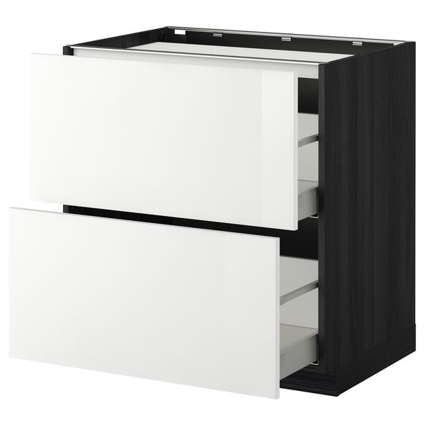 Напольный шкаф, 2 фронтальных панели, 3 ящика МЕТОД / МАКСИМЕРА, черный, Рингульт белый - фото 1