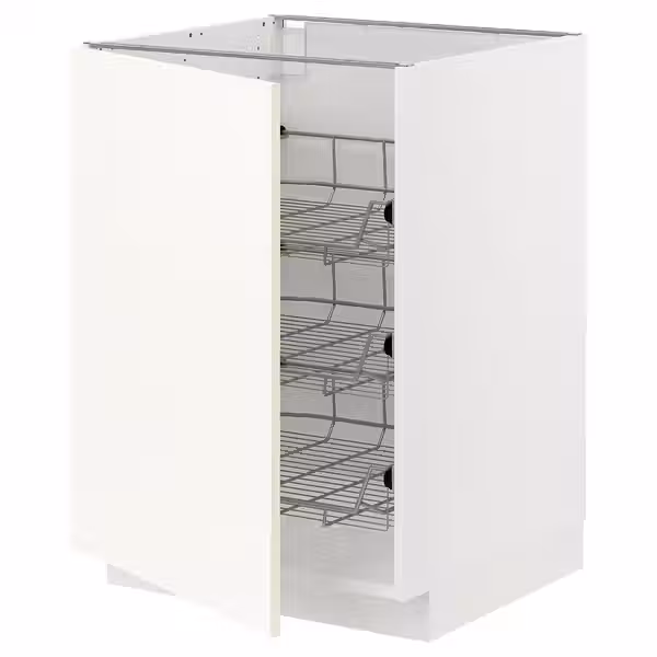 METOD Напольный шкаф/проволочные корзины - белый/Vallstena белый 60x60 см - фото 1