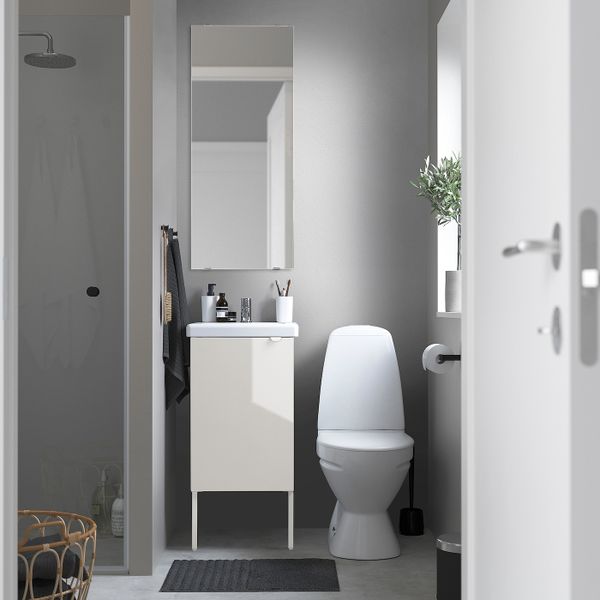 Комплект мебели для ванной,7 предм., глянцевый белый/ПИЛКОН смеситель 44x43x88 см IKEA FISKÅN ФИСКОН / TVÄLLEN ТВЭЛЛЕН - схема-чертеж с размерами