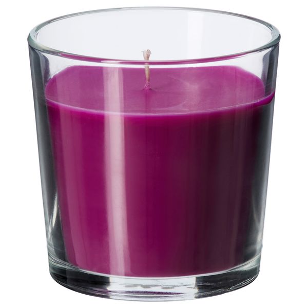 Ароматическая свеча в стакане СИНЛИГ, Цветение сиреневый, сиреневый (7.5 см) - фото 1