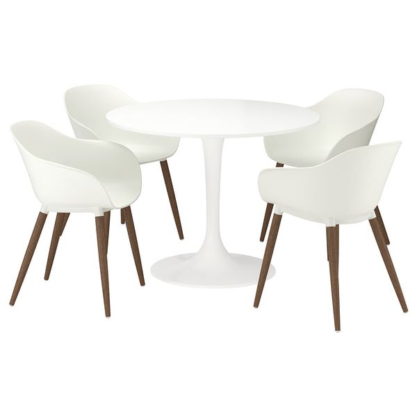 DOCKSTA / GRÖNSTA ГРЁНСТА Стол+4 стула с подлокотниками - белый/белый 103 см - фото 1