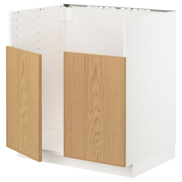 Шкаф для двойной мойки БРЕДШЁН, белый/Экестад дуб 80x60 см IKEA METOD МЕТОД 692.982.01 - схема-чертеж с размерами