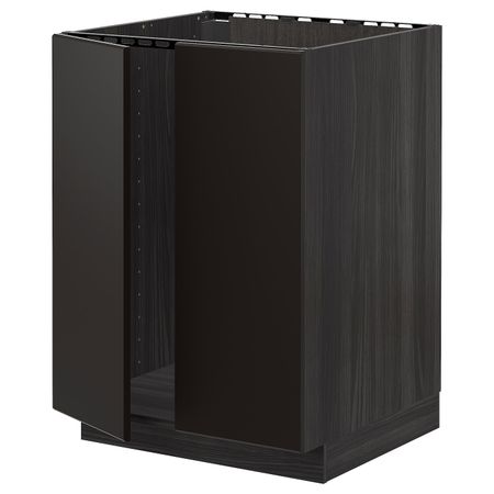 Напольный шкаф для раковины + 2 двери, черный/Кунгсбакка антрацит 60x60 см IKEA МЕТОД 893.022.78