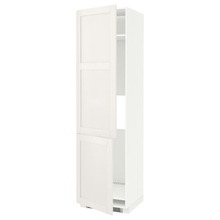 Высокий шкаф для холодильника/морозильника, 2 дверцы МЕТОД, белый, Сэведаль белый (60x60x220 см)