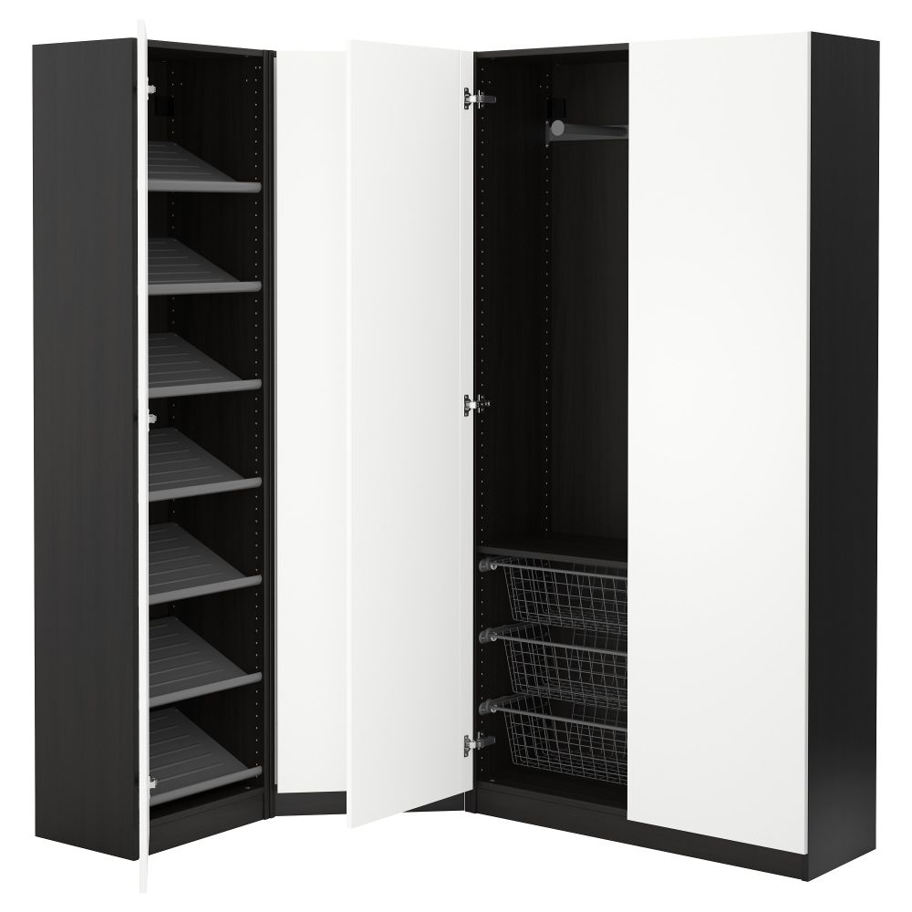 Гардероб ПАКС, черно-коричневый, Бальстад белый - фото 1