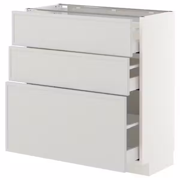 METOD / MAXIMERA Напольный шкаф с 3 ящиками - белый/Aspudden светло-серый 80x37 см - фото 1