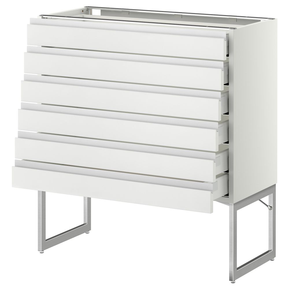 Напольный шкаф 6 фронтальных панелей, 6 нижних ящиков МЕТОД / МАКСИМЕРА, белый, Нодста белый - схема-чертеж с размерами