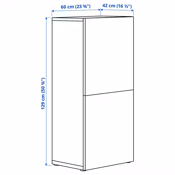 BESTÅ Стеллаж с дверьми - схема-чертеж с размерами
