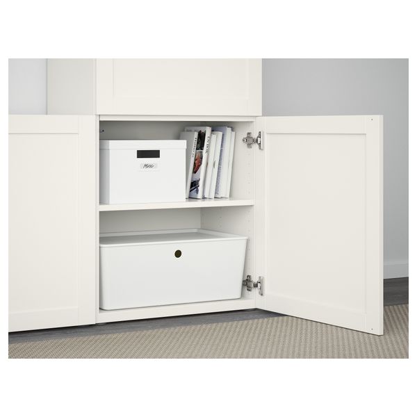 Шкаф для ТВ, комбинированный, стекляные дверцы БЕСТО, Ханвикен, Синдвик белый прозрачное стекло (300x40x192 см) - фото 3