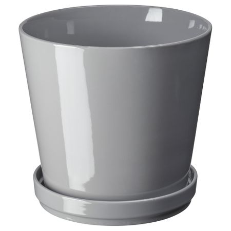 Горшок цветочный с поддоном, для дома, улицы серый, 19 см IKEA CITRUSFRUKT 105.108.31