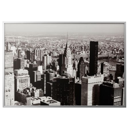 Картина с рамой БЬЁРКСТА, Мегаполис, цвет алюминия (200x140 см)