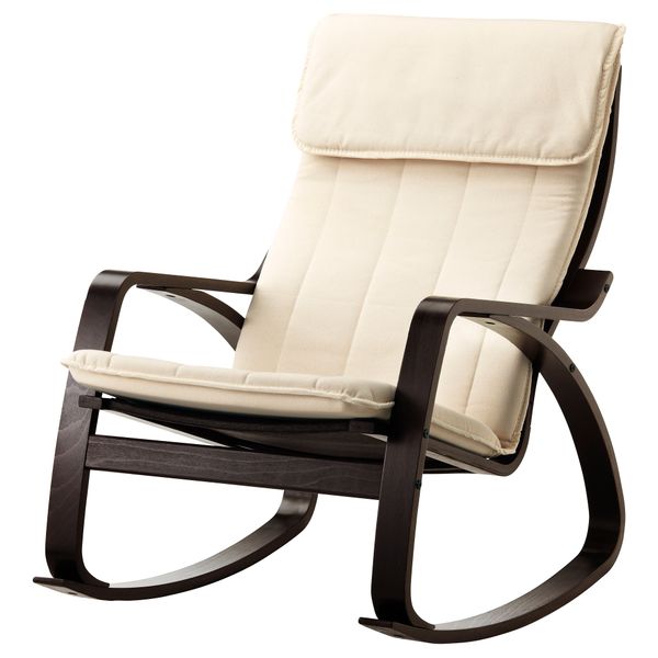 Кресло-качалка ПОЭНГ, черно-коричневый, Ранста естественный - фото 1