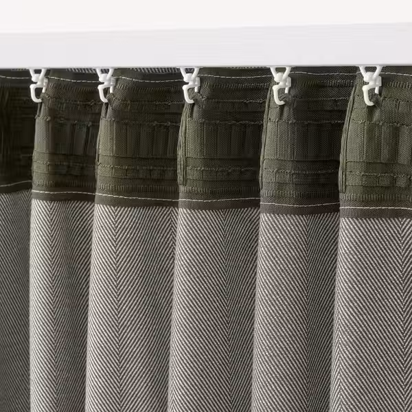 TIBAST Затемняющие гардины, 2 шт. - темно-зеленый/с лентой 145x300 см - фото 4