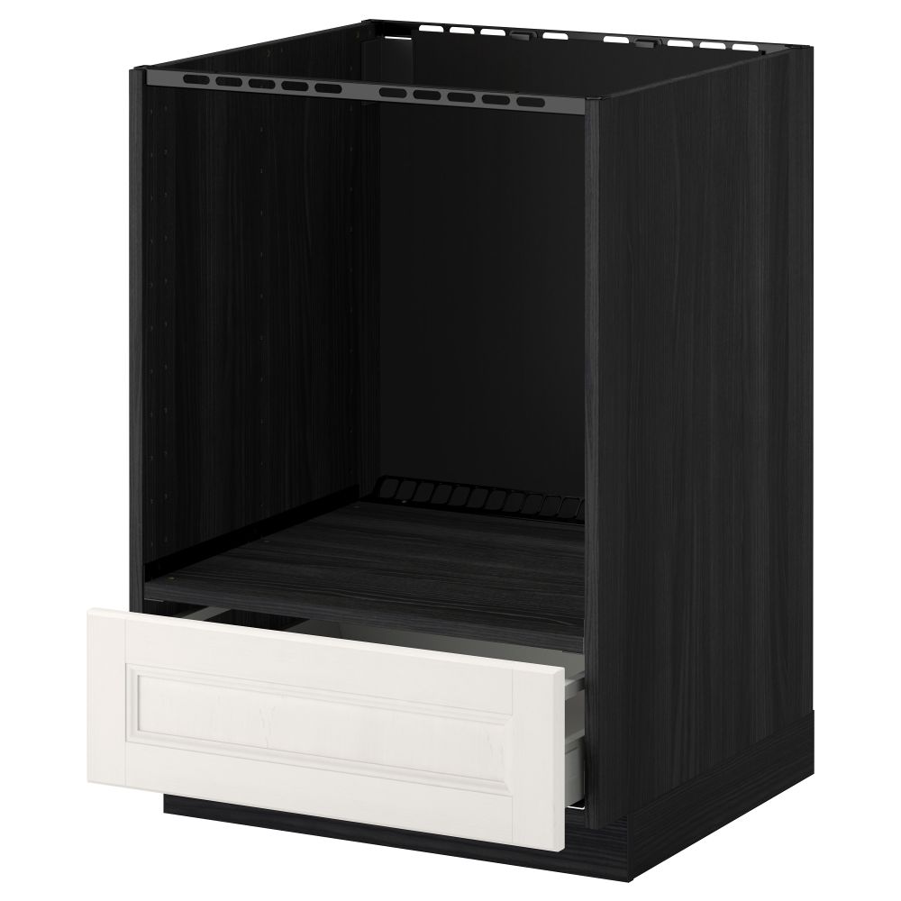 Напольный шкаф для духовки, с ящиком МЕТОД / МАКСИМЕРА, черный, Лаксарби белый (60x60 см) - схема-чертеж с размерами