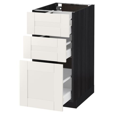 Напольный шкаф с 3 ящиками МЕТОД / МАКСИМЕРА, черный, Сэведаль белый