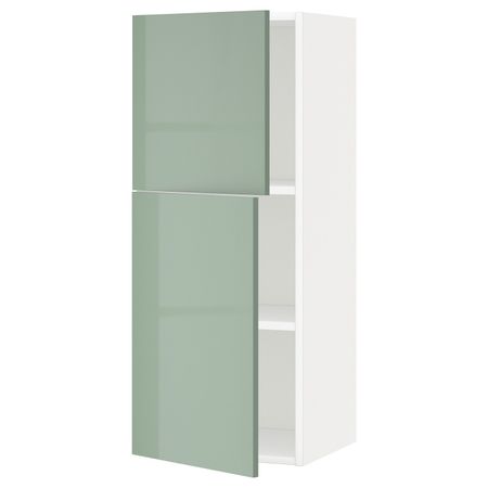 Навесной шкаф с полками/2дверцы, белый, Калларп светло-зеленый, 40x100 см IKEA МЕТОД 092.455.31