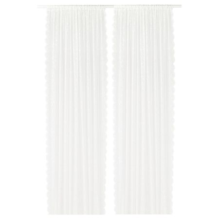 Гардины, 2 шт., белый, цветок 145x300 см IKEA ЛИЛИАНА 203.867.08