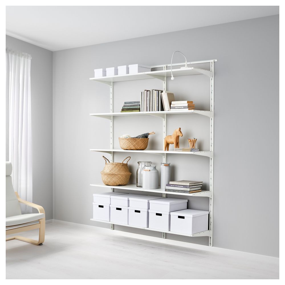 Настенная шина, полки АЛЬГОТ, белый (154x40x196 см) - фото 1