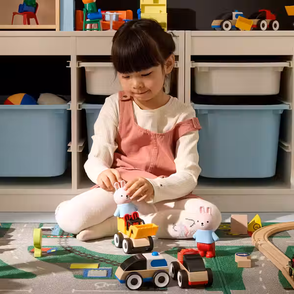 LILLABO Набор машинок, 3 предм. - экскаватор полицейская машина/гоночная машина разноцветный - фото 2