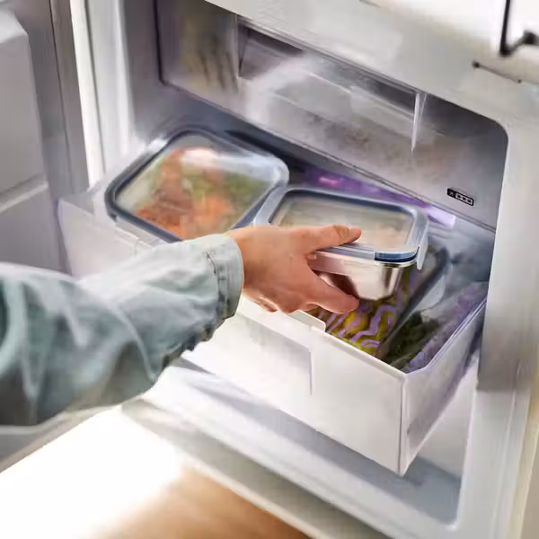 IKEA 365+ Контейнер для продуктов с крышкой - четырехугольной формы нержавеющ сталь/пластик 600 мл - фото 4