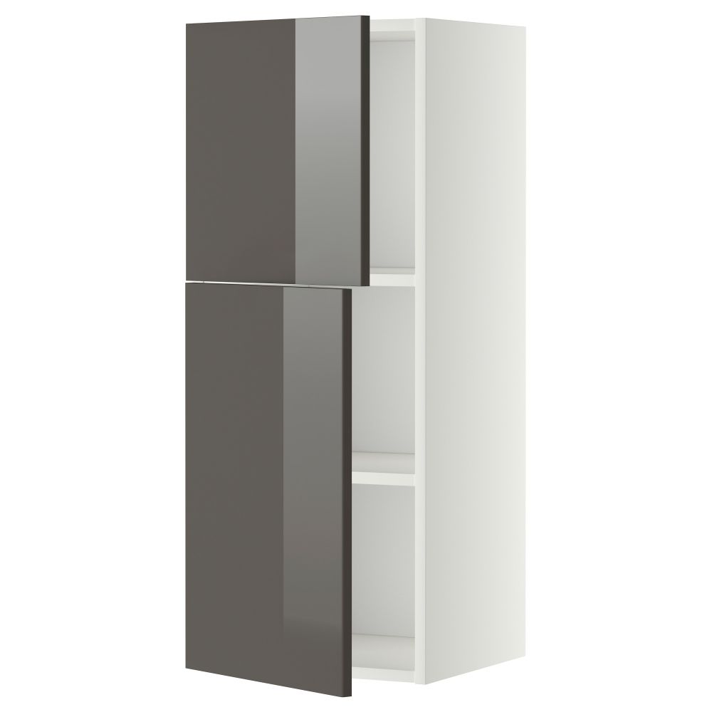 Навесной шкаф с полками, 2 дверцы МЕТОД, белый, Рингульт серый - схема-чертеж с размерами