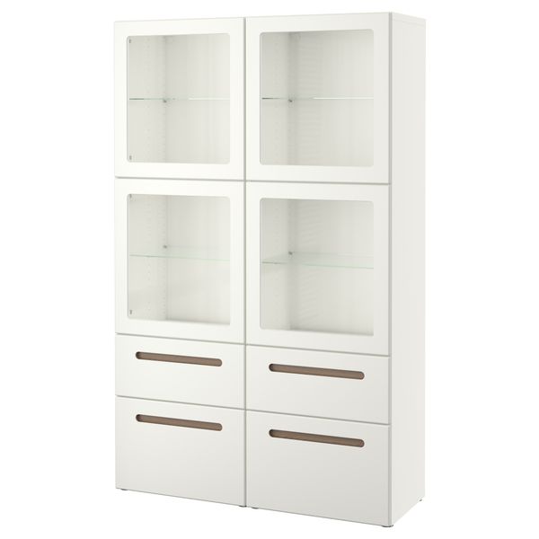 Комбинация для хранения со стеклянными дверцами БЕСТО, Марвикен белый прозрачное стекло (120x40x192 см) - фото 1