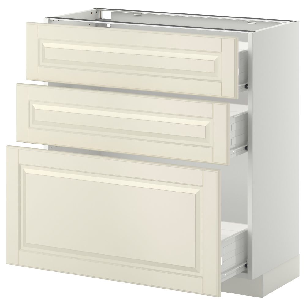 Напольный шкаф с 3 ящиками МЕТОД / ФОРВАРА, белый, Будбин белый с оттенком - схема-чертеж с размерами