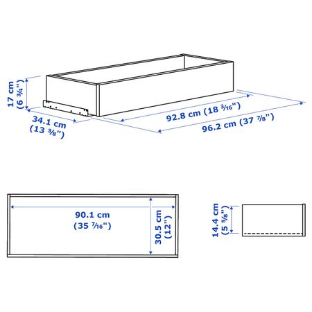 Ящик со стеклянной фронтальной панелью, под беленый дуб 100x35 см IKEA KOMPLEMENT КОМПЛИМЕНТ 504.340.05